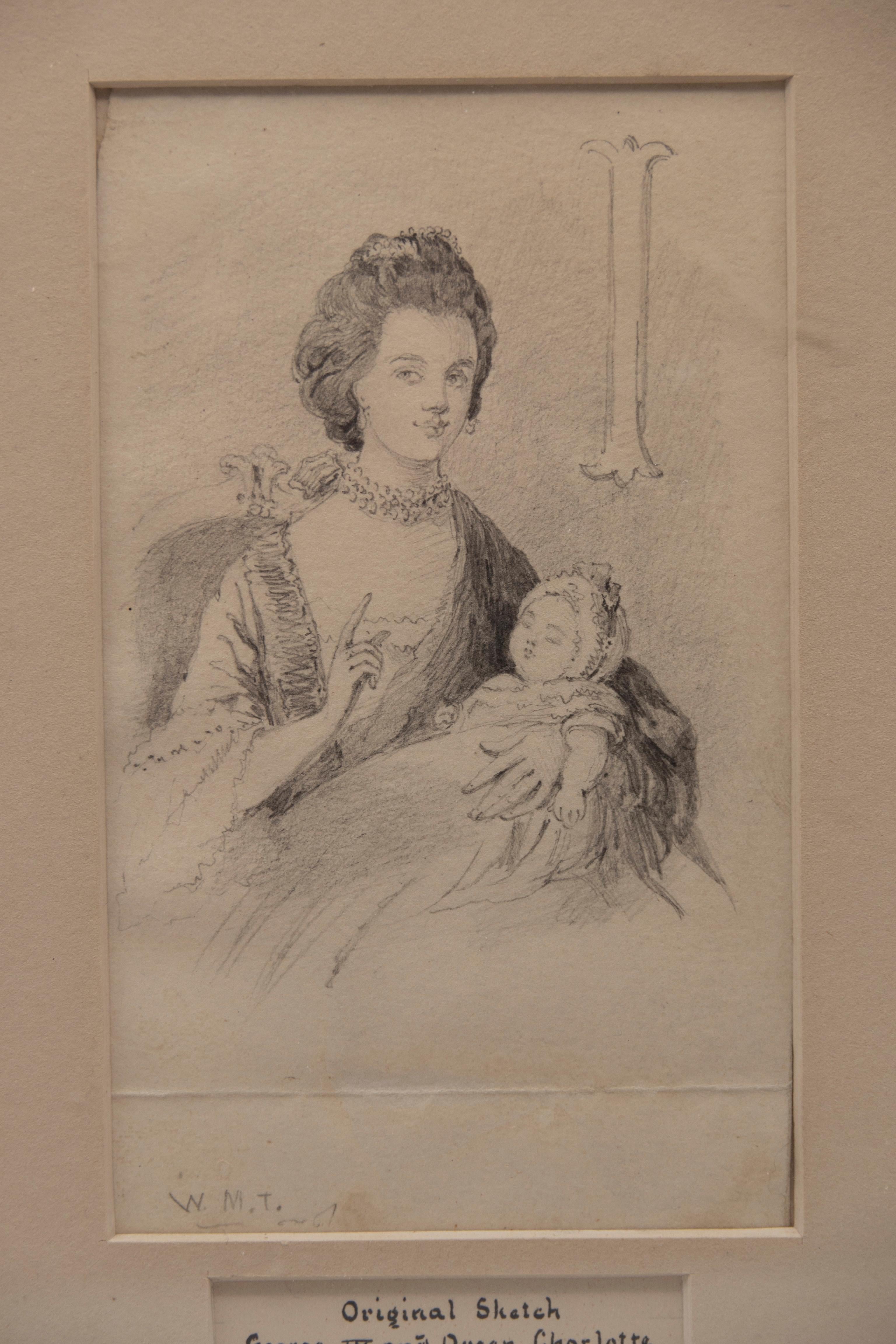English Pencil Drawing Of George IV By William M. Thackeray From The Hearst Collection