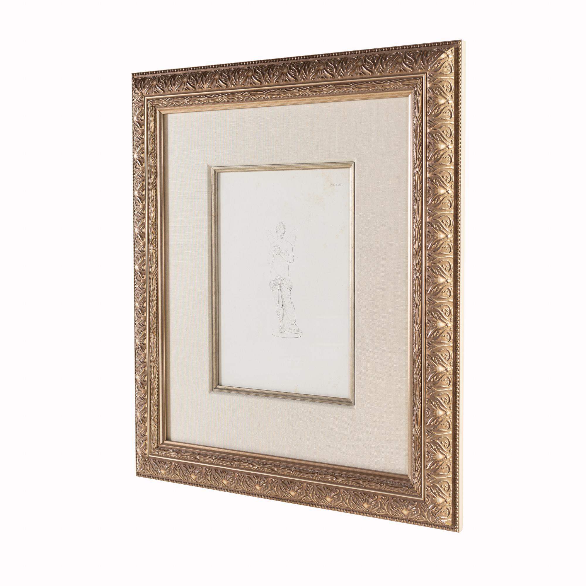 Modern Pencil Drawing of Women Gold Framed For Sale