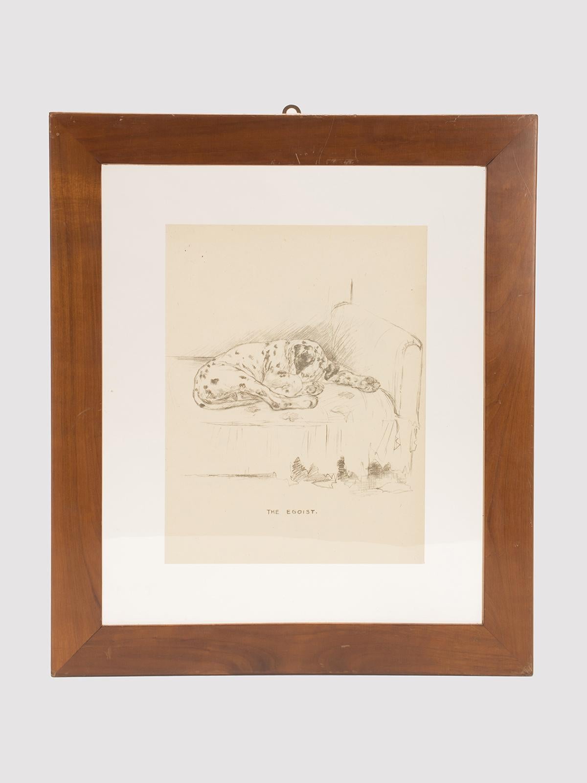 20ième siècle dessin au crayon sur papier, représentant des deux côtés des chiens Dalmatiens, États-Unis 1940. en vente