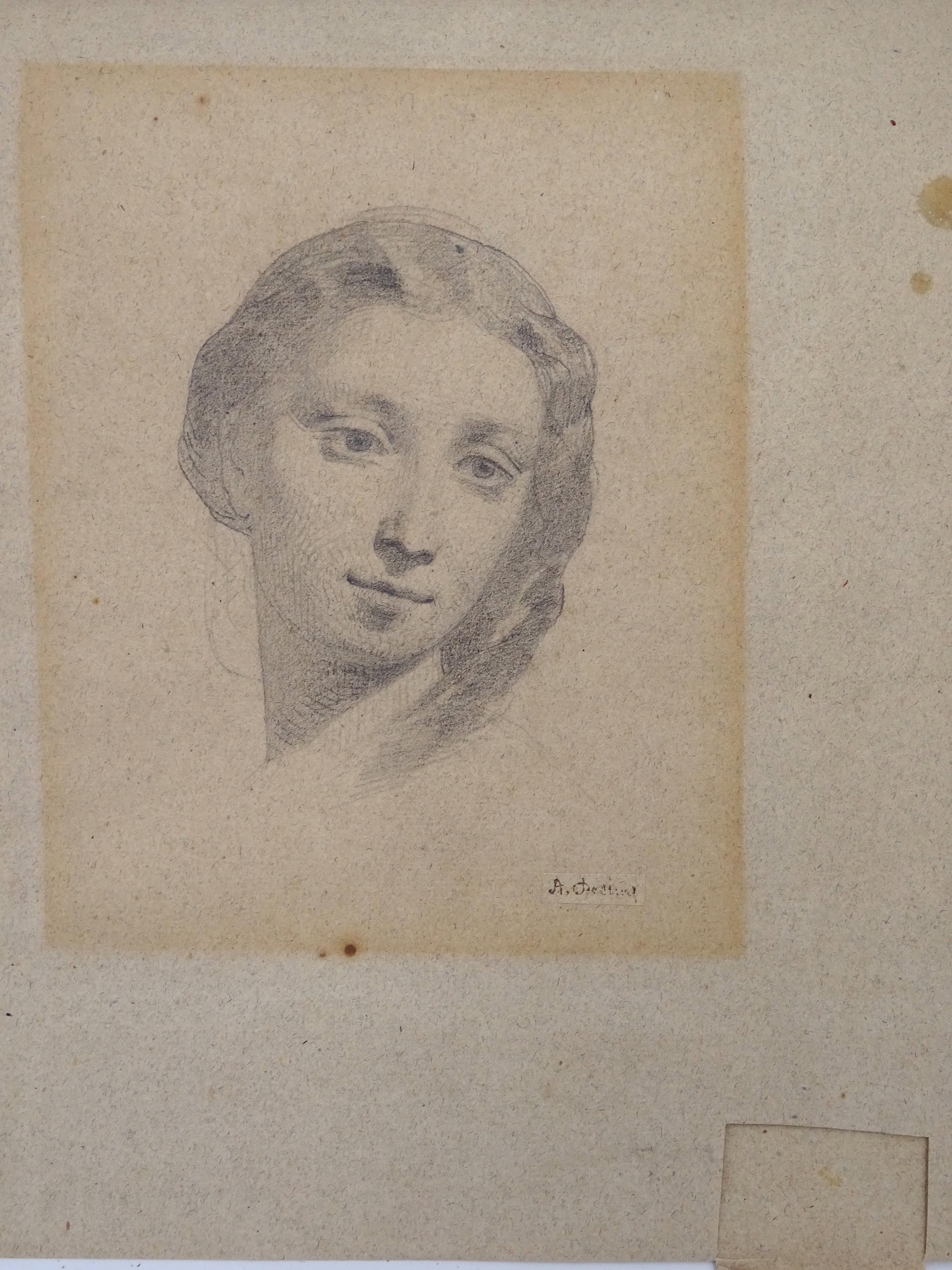 Autre Dessin au crayon sur papier « Portrait d'une femme » par Alberto Pasini, vers 1870 en vente