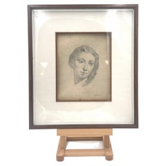 Dessin au crayon sur papier « Portrait d'une femme » par Alberto Pasini, vers 1870