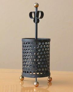Pencil Holder Perforated Metal Mategot Style on Brass Balls