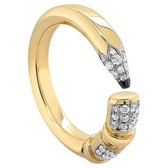Lápiz Objeto Diamante Blanco Pave Oro Amarillo 18K Anillo Abrazo Bling