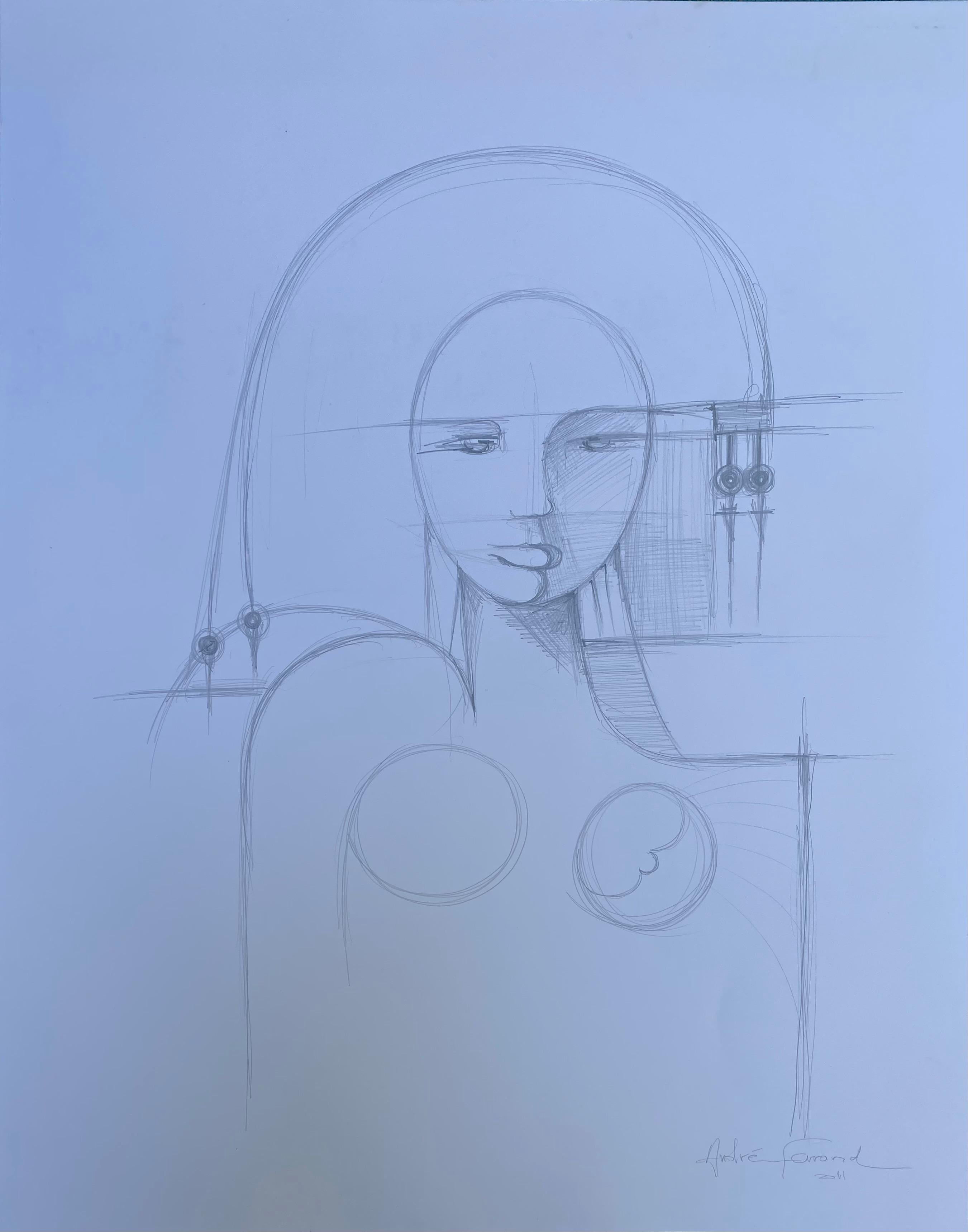 Pencil on Paper, André Ferrand, 2011 In Good Condition For Sale In Saint ouen, FR