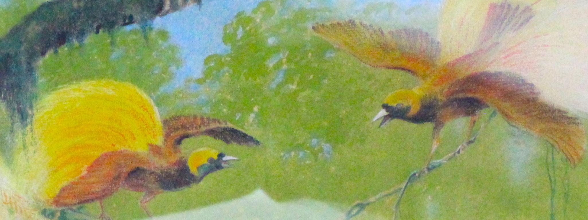 Rendu au pastel au crayon d'un oiseau de Paradis plus petit par Allen L. Person en vente 1