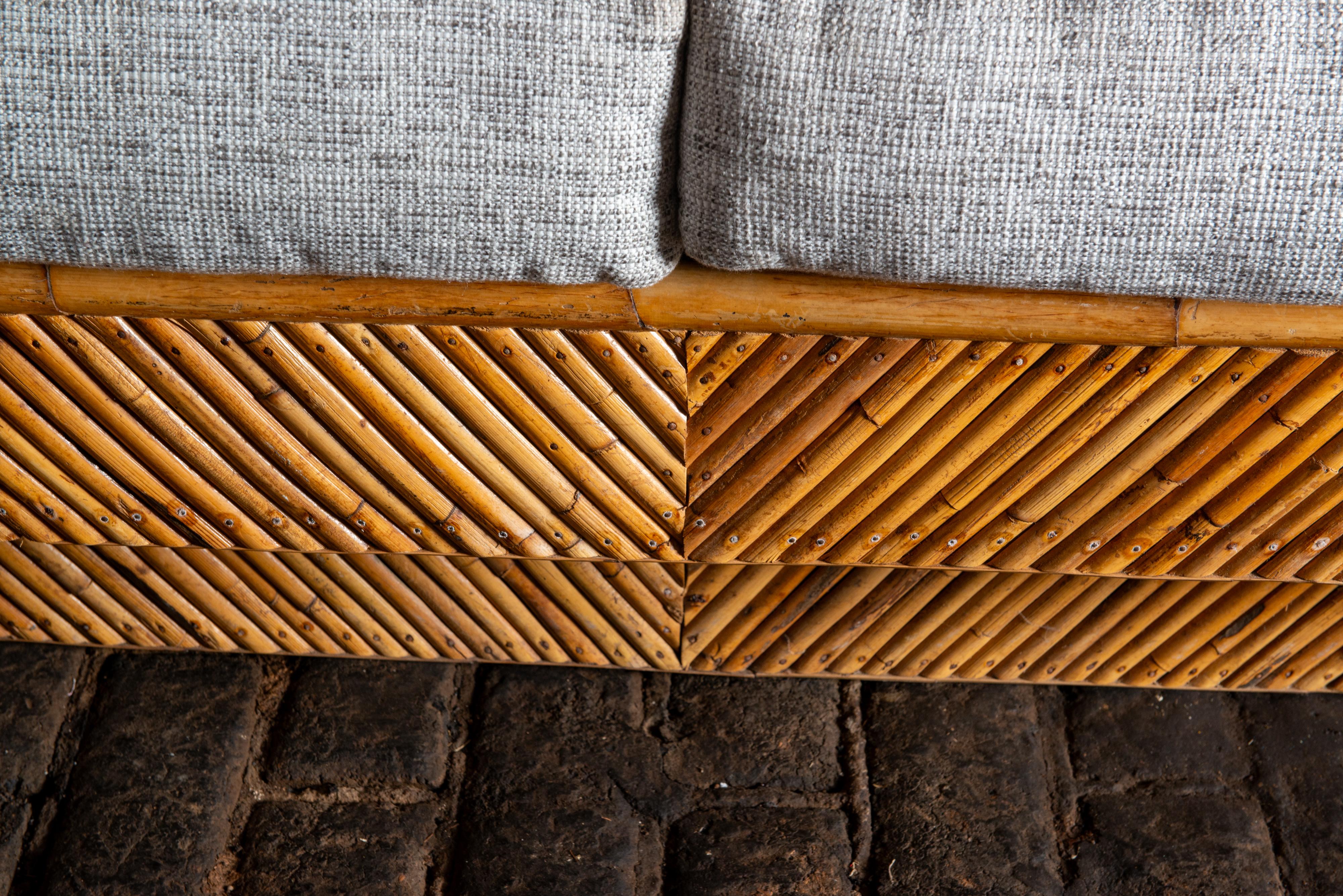 Divano in rattan Pencil, coppia di poltrone, tavolino, stile Crespi in vendita 7
