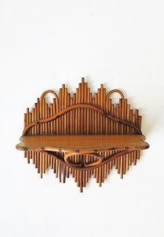 Wicker Pencil Reed and Bentwood Wall Shelf