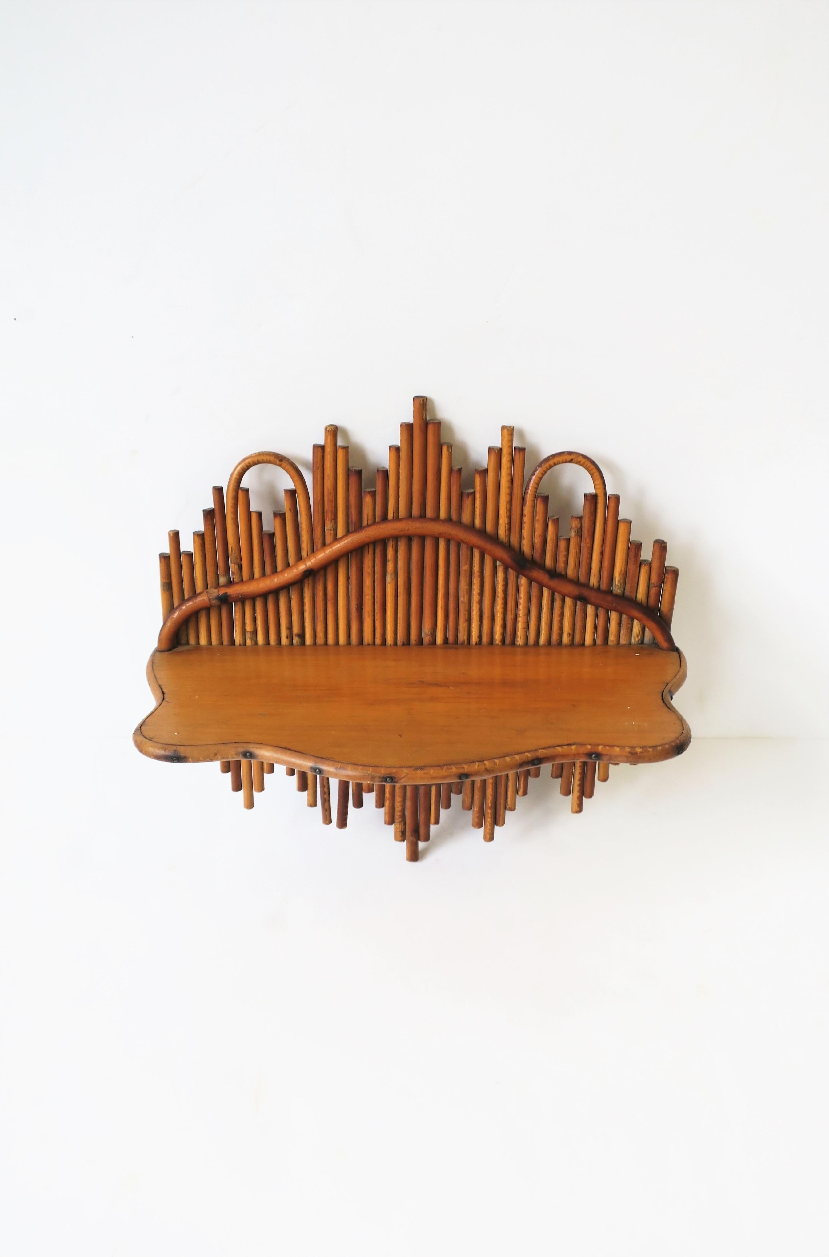Wicker Pencil Reed and Bentwood Wall Shelf In Good Condition In New York, NY