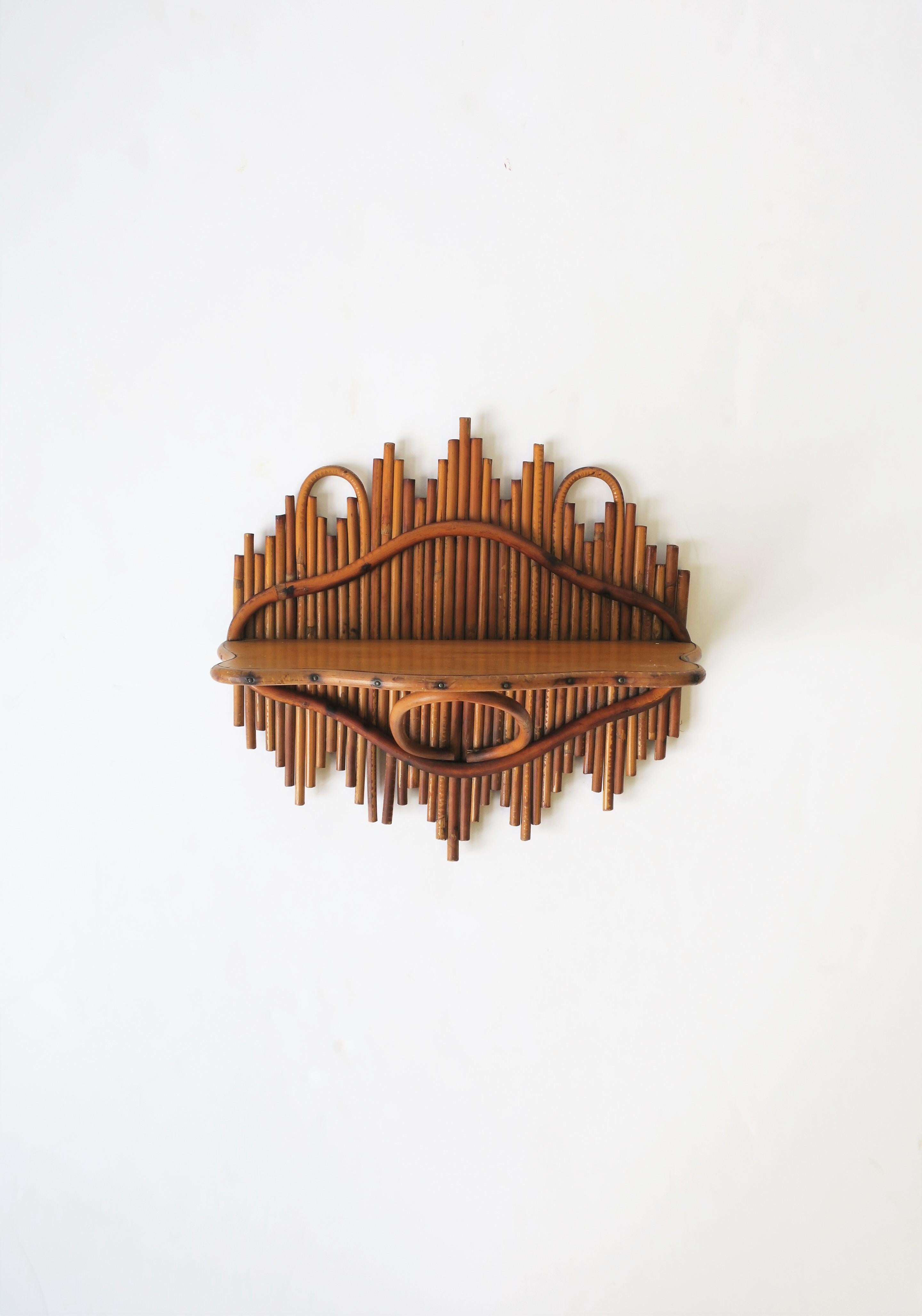 Wicker Pencil Reed and Bentwood Wall Shelf 1