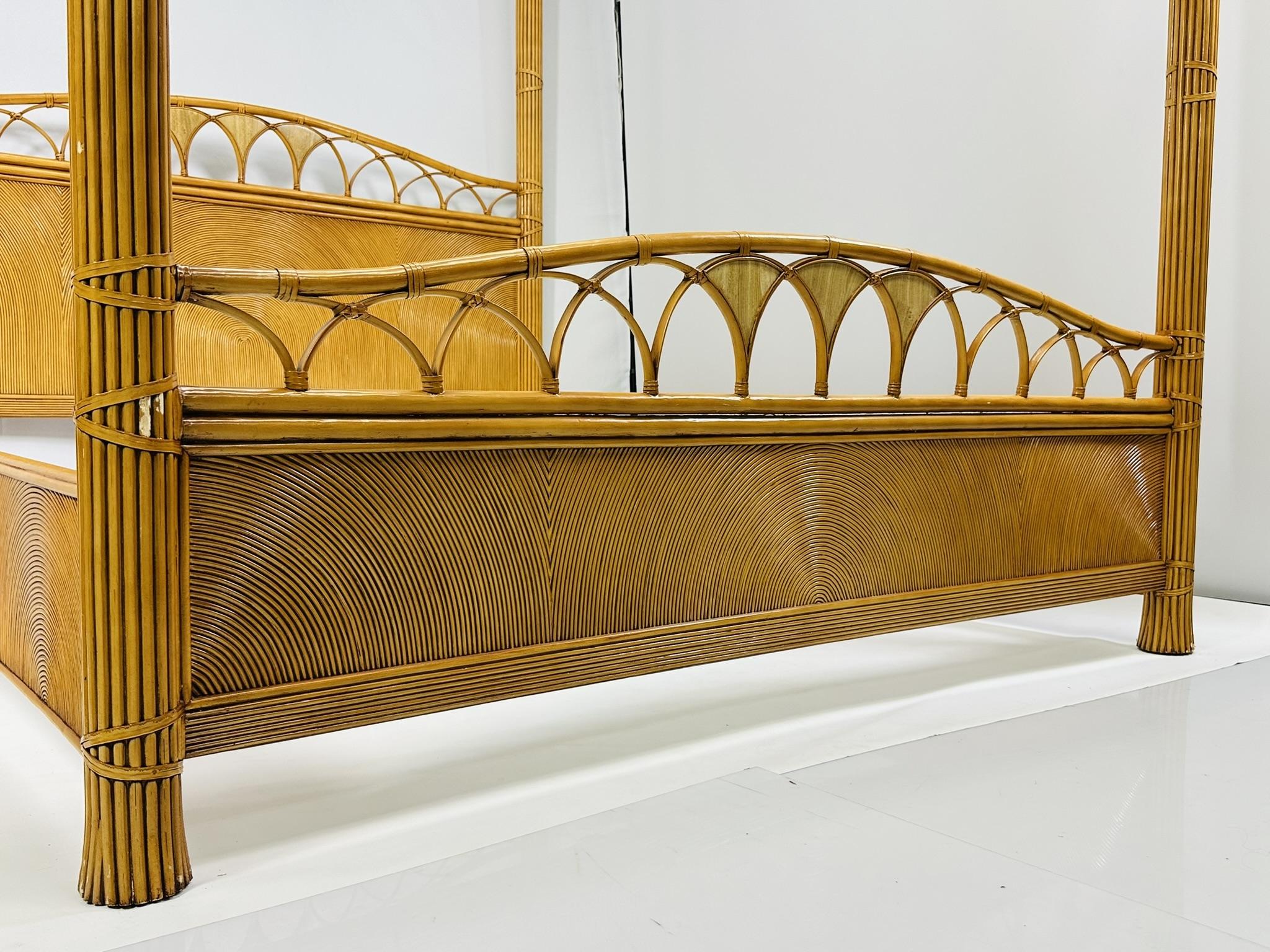 Pencil Reed and Rattan King Size bed in the Style of Gabriella Crespi 6