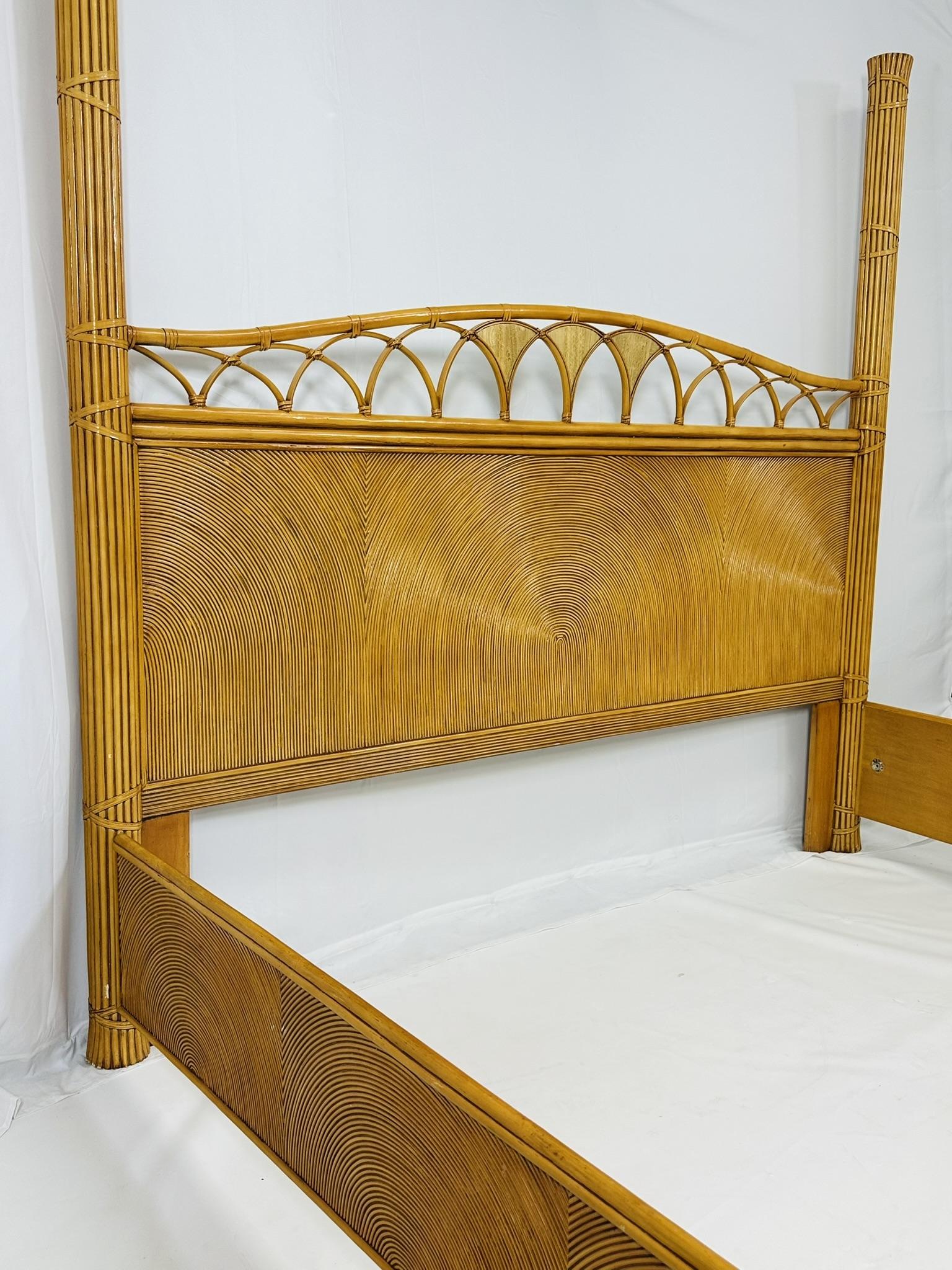 Pencil Reed and Rattan King Size bed in the Style of Gabriella Crespi 1
