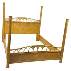 Pencil Reed and Rattan King Size bed in the Style of Gabriella Crespi