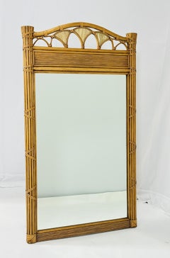 Pencil Reed and Rattan Wall Mirror in the style of Gabriella Crespi