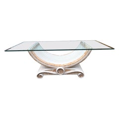 Pencil Reed and Tessellated Stone Coffee Table in the Betty Cobonpue's Manner.