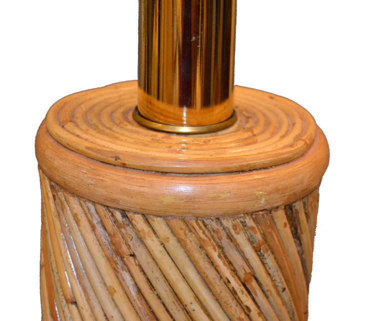 Pencil Reed Bamboo Brass MidCentury Modern Floor Lamp For Sale at 1stDibs