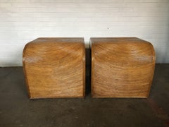 Pencil Reed Bamboo End Tables or Night Stands, Gabriella Crespie Style