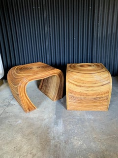 Pencil Reed Bamboo End Tables or Nightstands, Gabriella Crespie Style