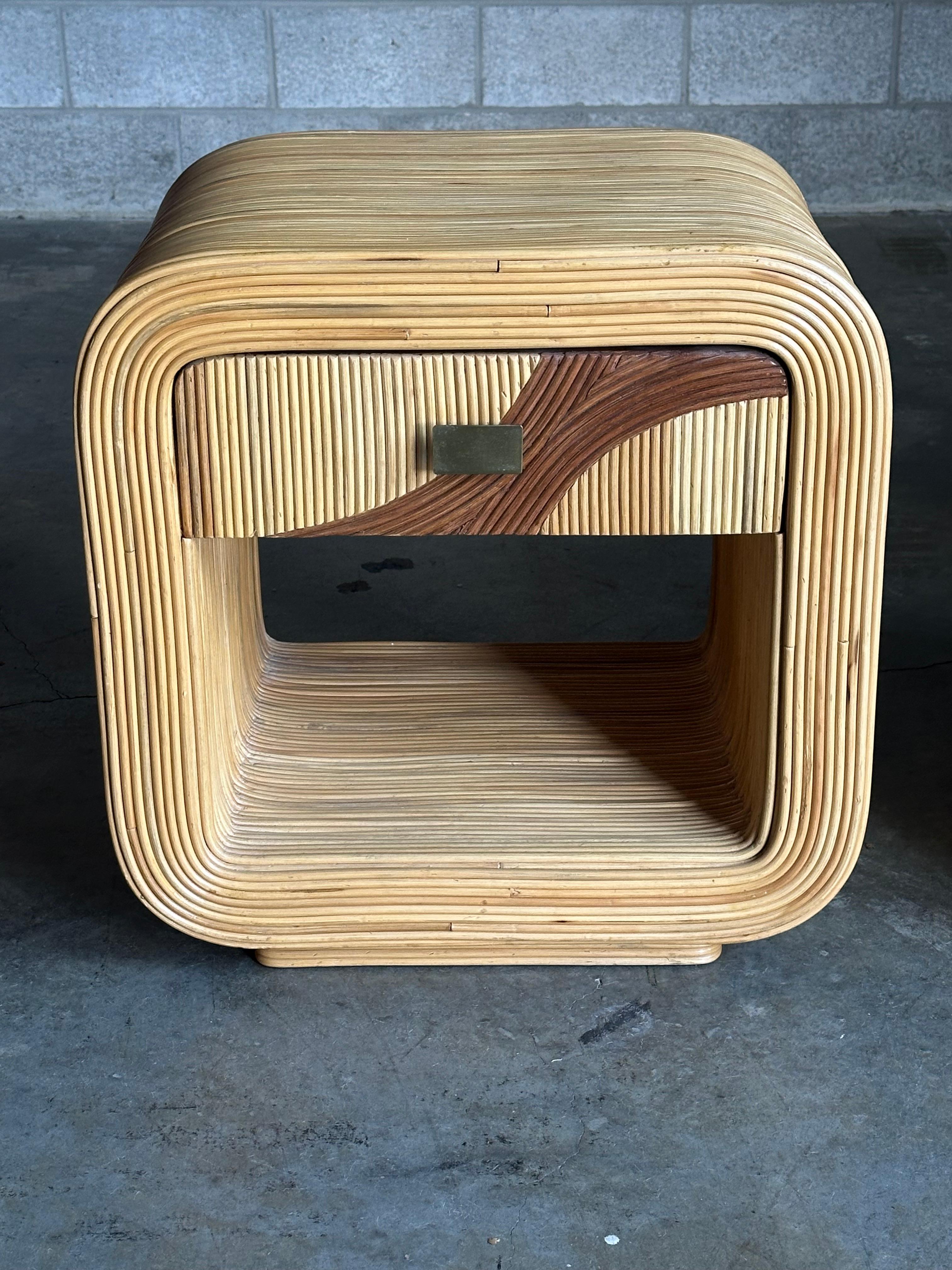 Pencil Reed Bamboo Nightstands After Betty Cobonpue en vente 1