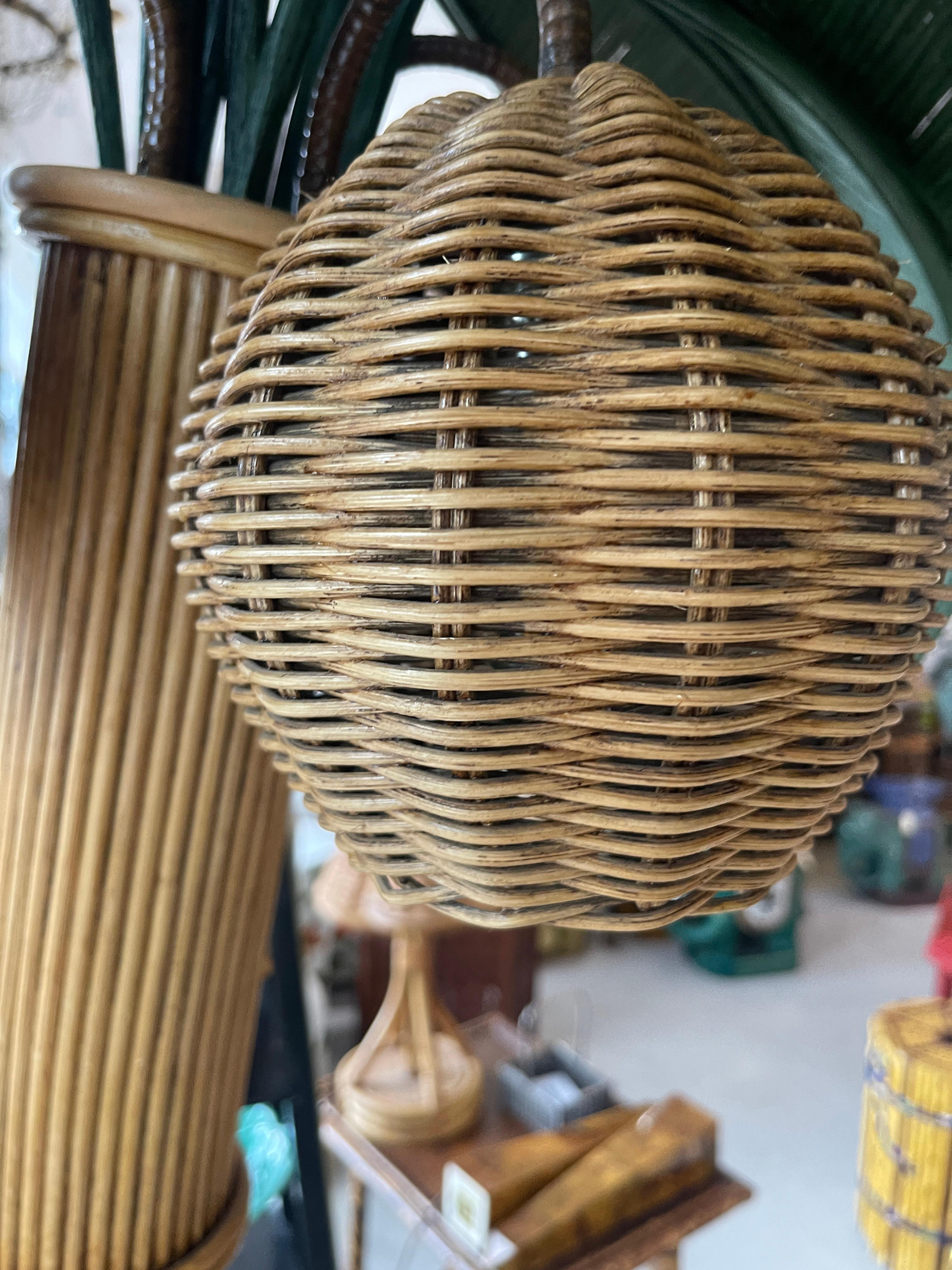 Pencil Reed Bamboo Palm Tree Floor Lamp, 1960s 1