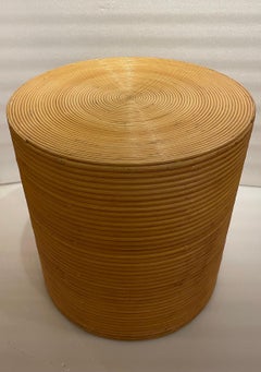 Pencil Reed Bamboo Pedestal End Table