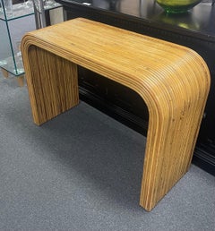 Pencil Reed Bamboo Waterfall Console Table in the Style of Karl Springer