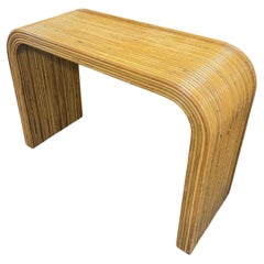 Pencil Reed Bamboo Waterfall Console Table in the Style of Karl Springer