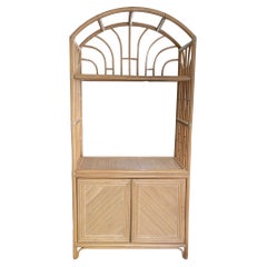 Pencil Reed Boho Chic Arch Top Bar Etagere with Lower Cabinet