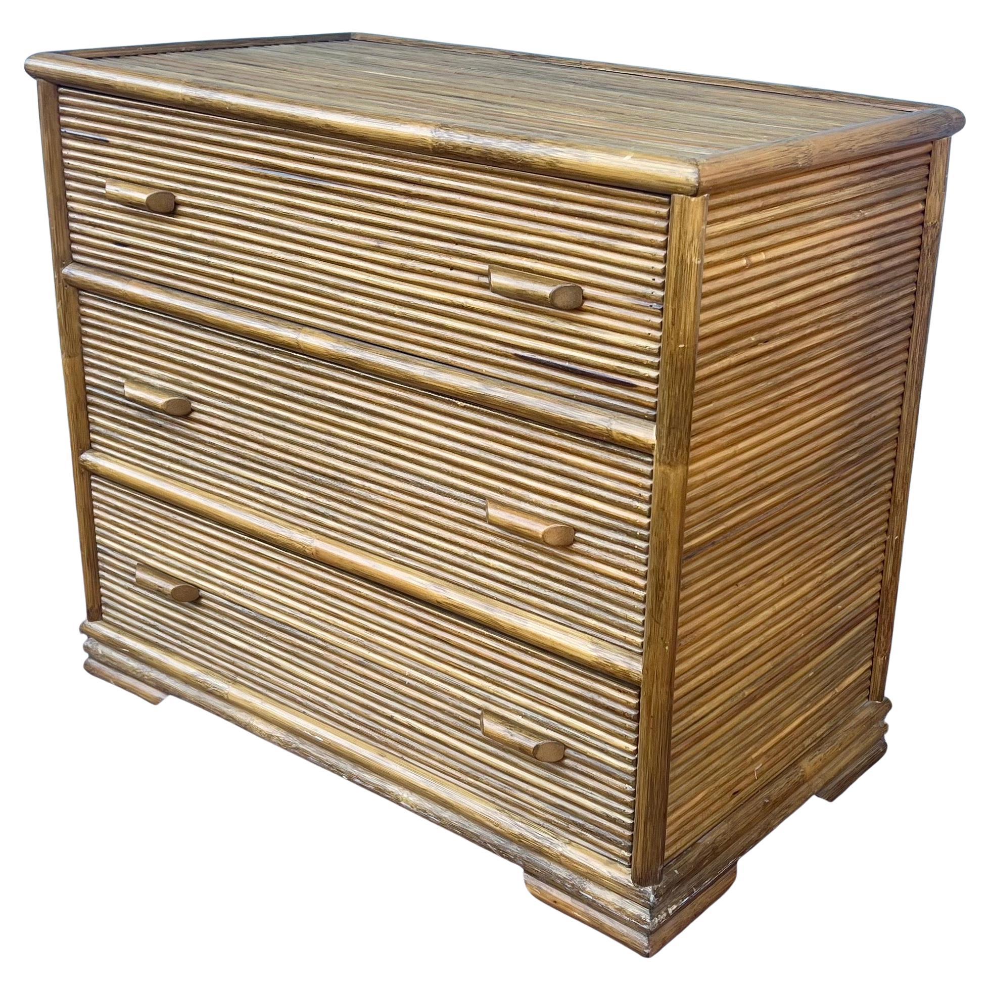Bohème Pencil Reed Coastal 3 Drawer Chest Rattan Boho en vente