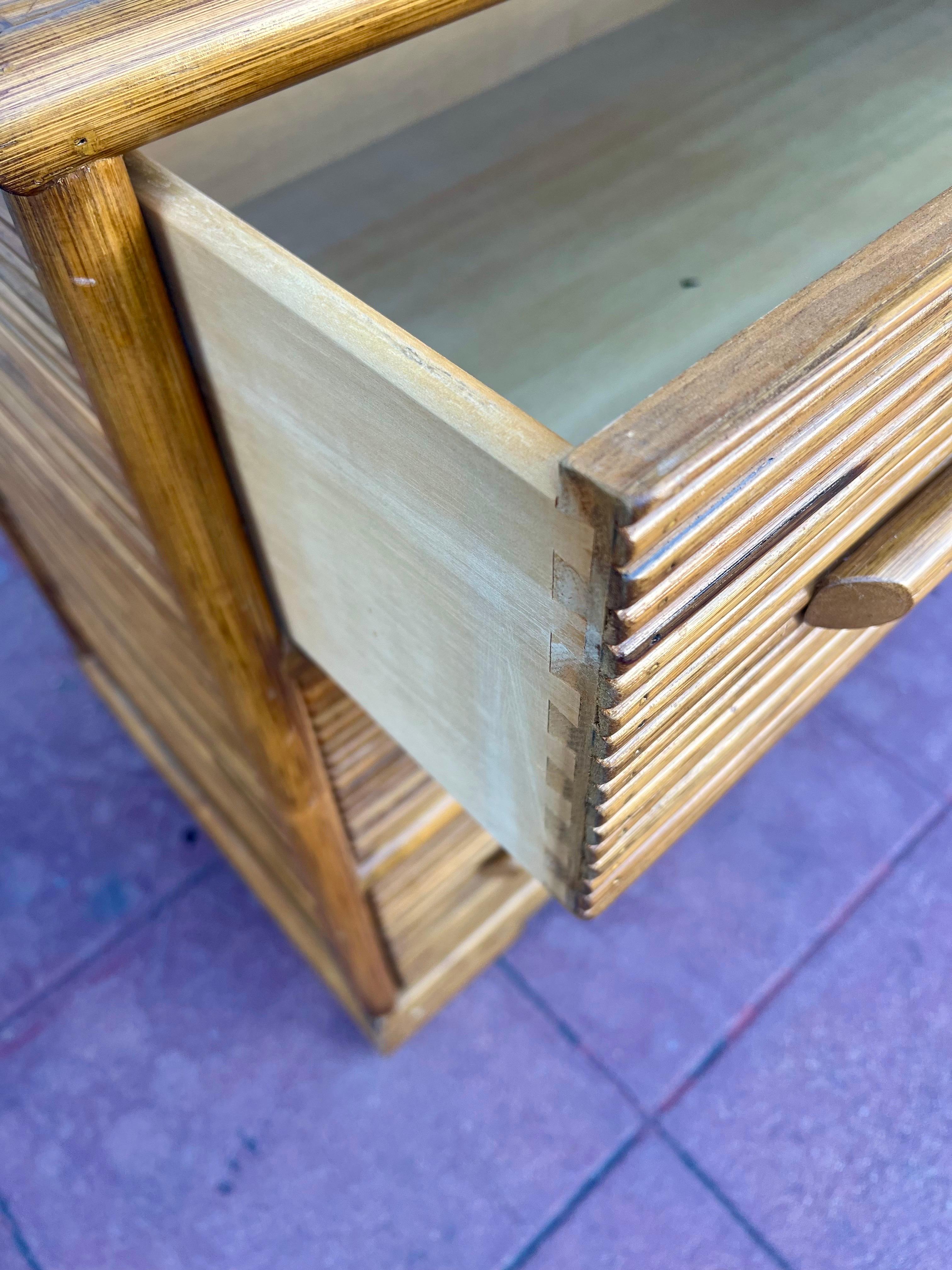 Rotin Pencil Reed Coastal 3 Drawer Chest Rattan Boho en vente