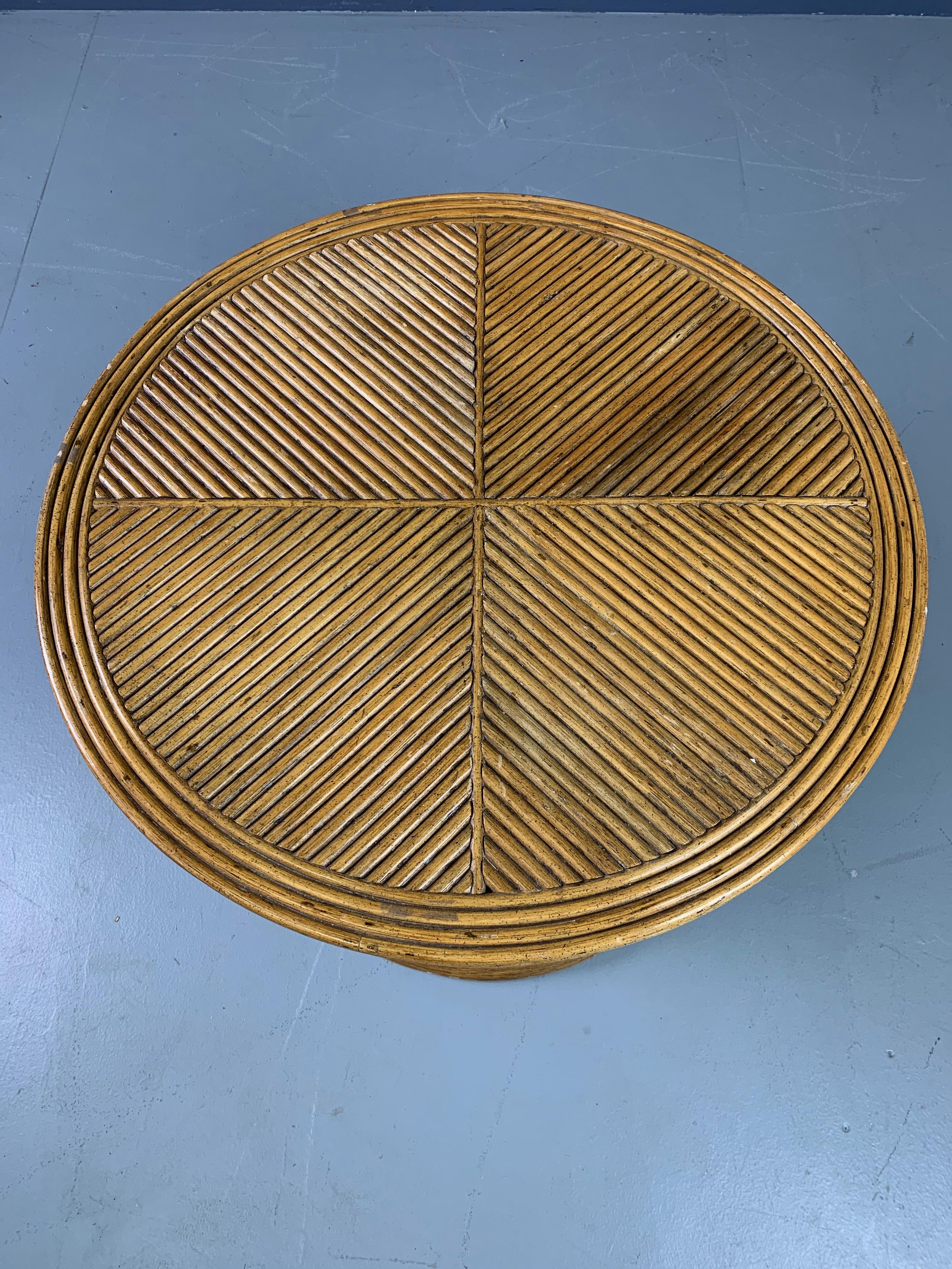 European Pencil Reed Coffee/Side table Midcentury Crespie Inspired For Sale