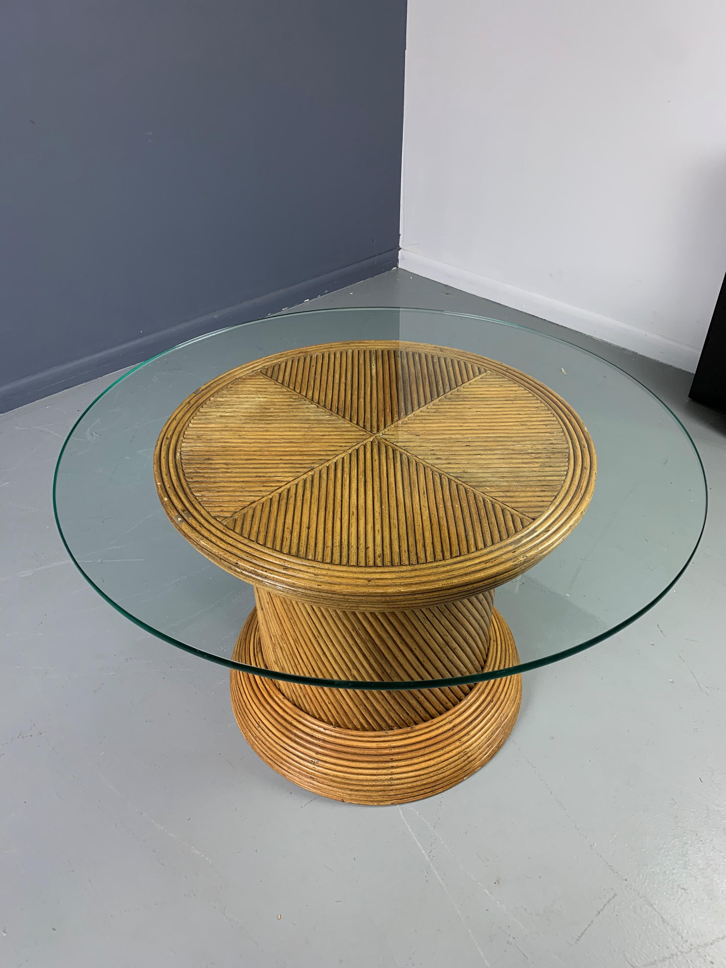 Pencil Reed Coffee/Side table Midcentury Crespie Inspired In Good Condition For Sale In Philadelphia, PA
