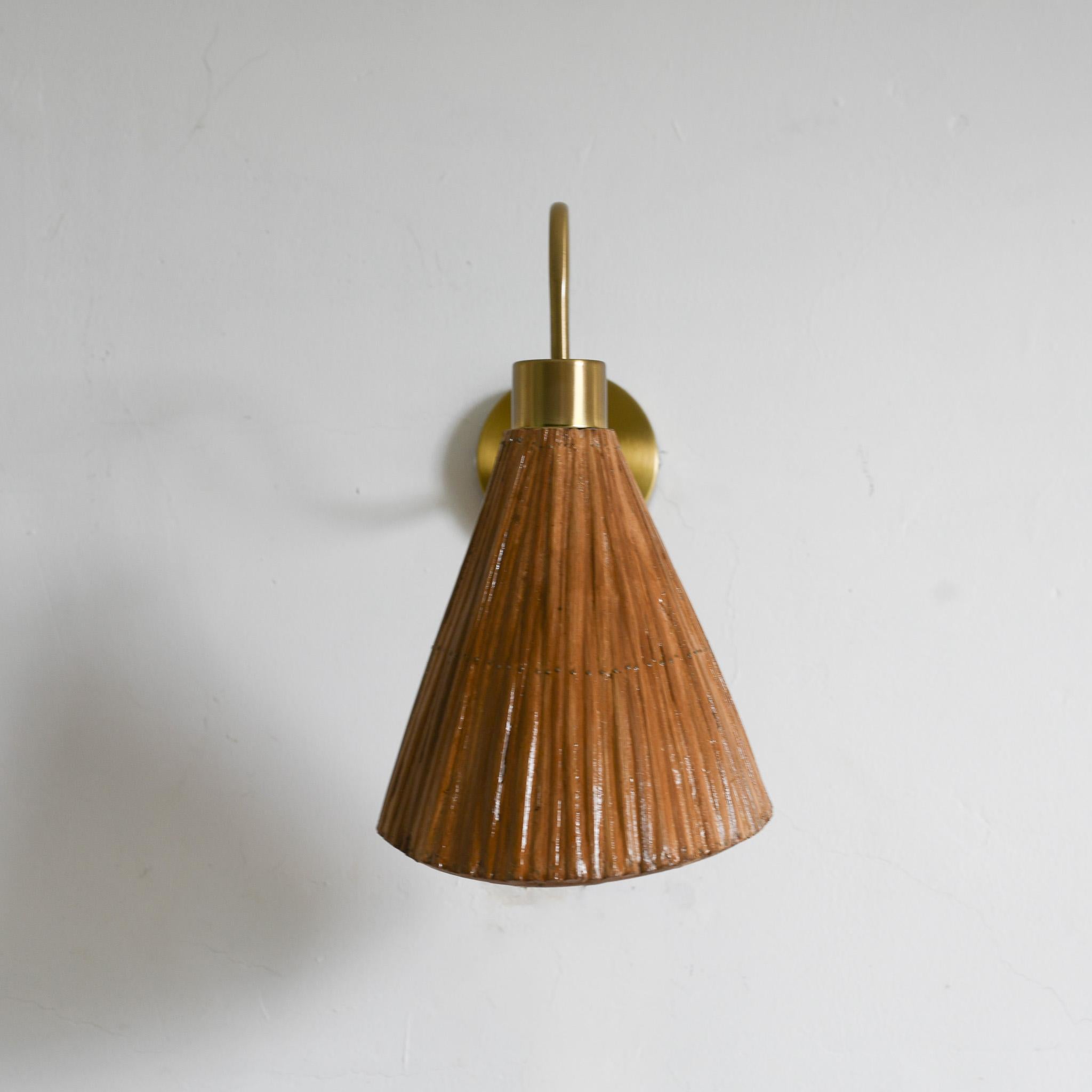 Mid-Century Modern Pencil Reed Cone Wall Sconce mid century modern For Sale