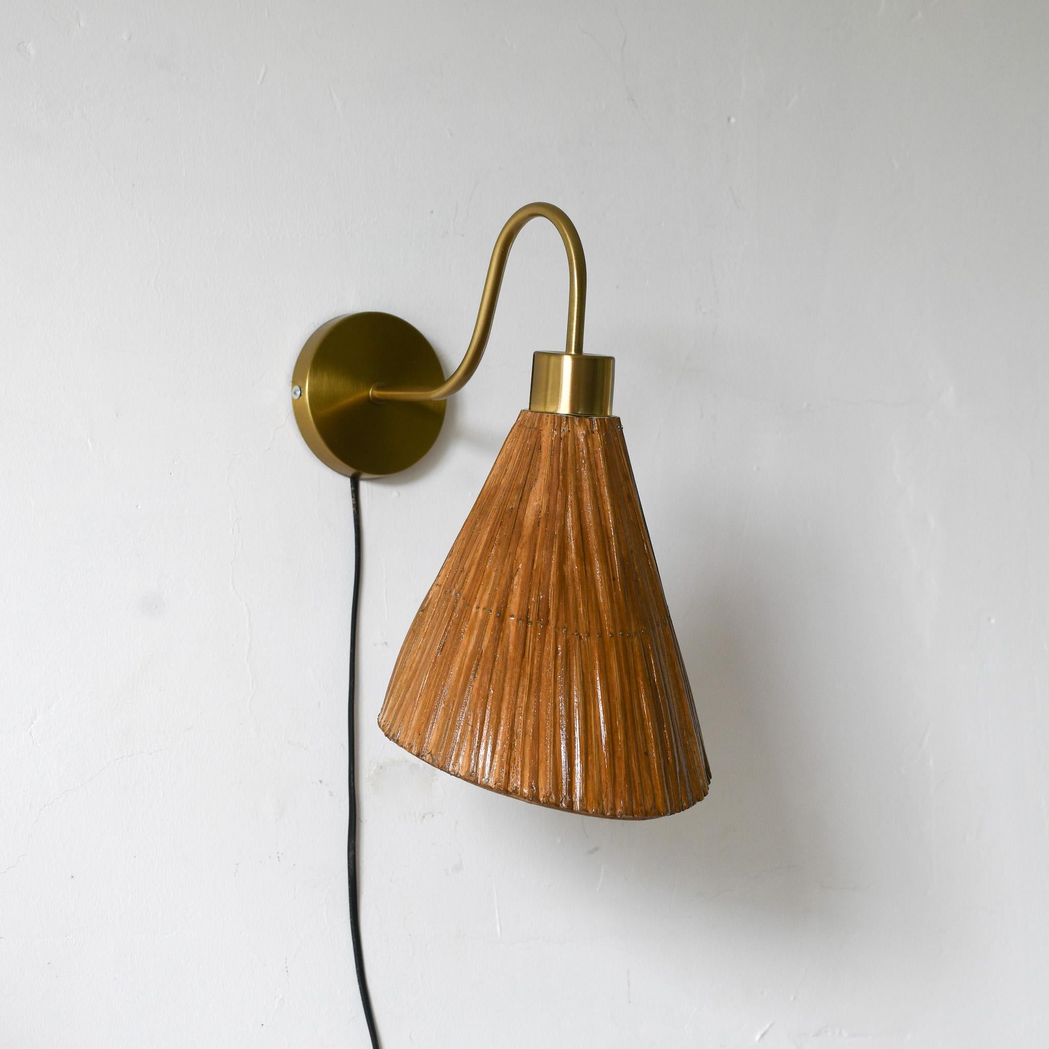Unknown Pencil Reed Cone Wall Sconce mid century modern For Sale