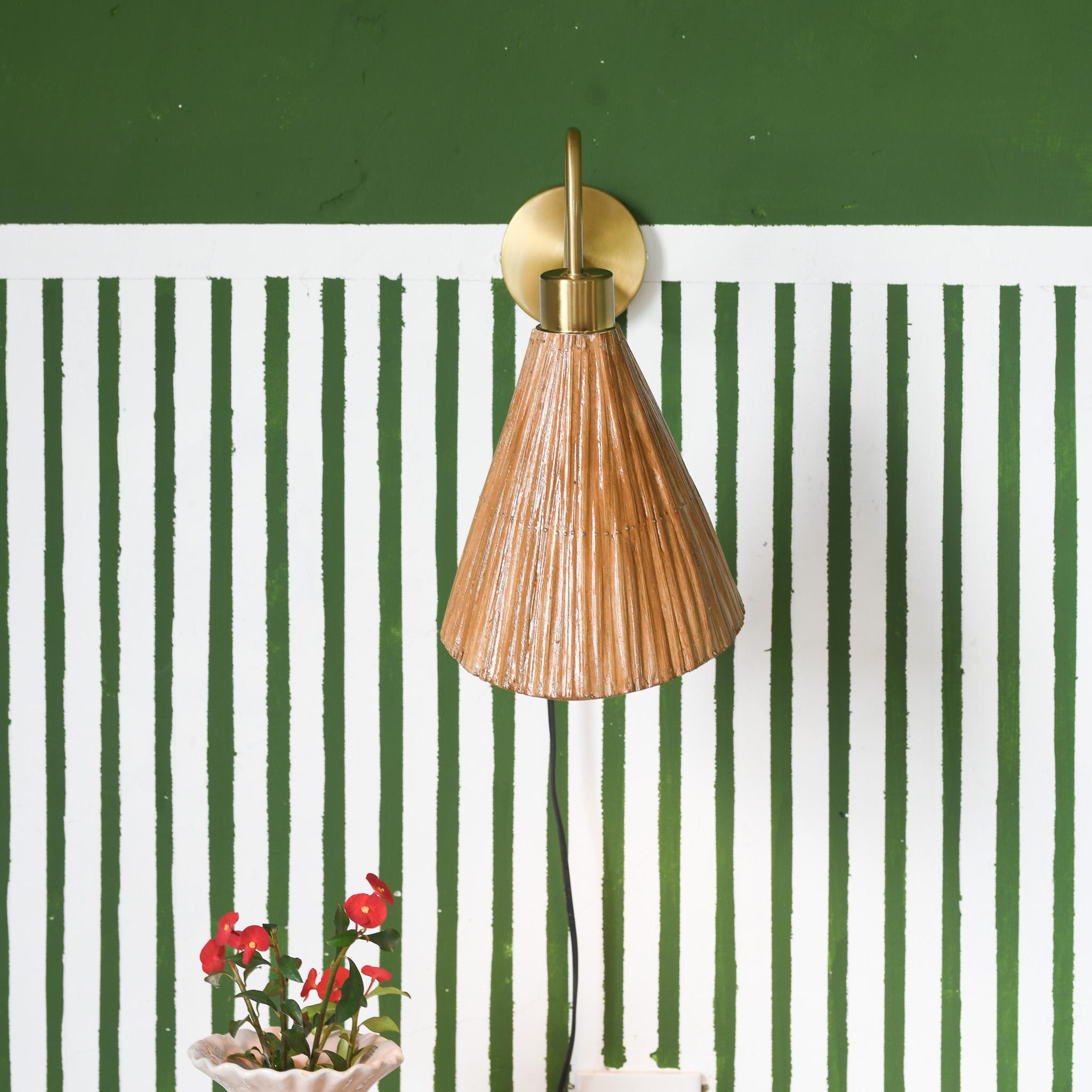 Contemporary Pencil Reed Cone Wall Sconce mid century modern For Sale