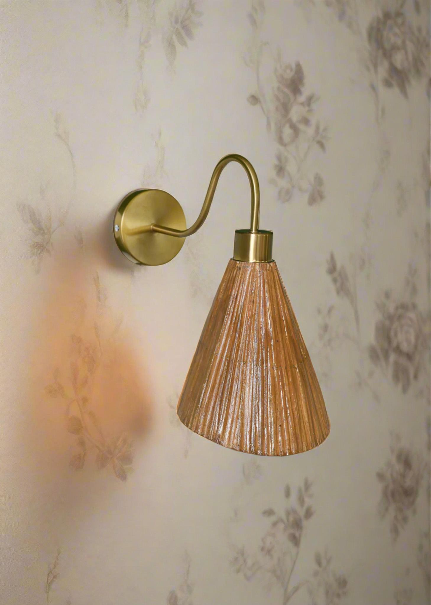 Cone Shaped Rattan Wall Light For Sale 1
