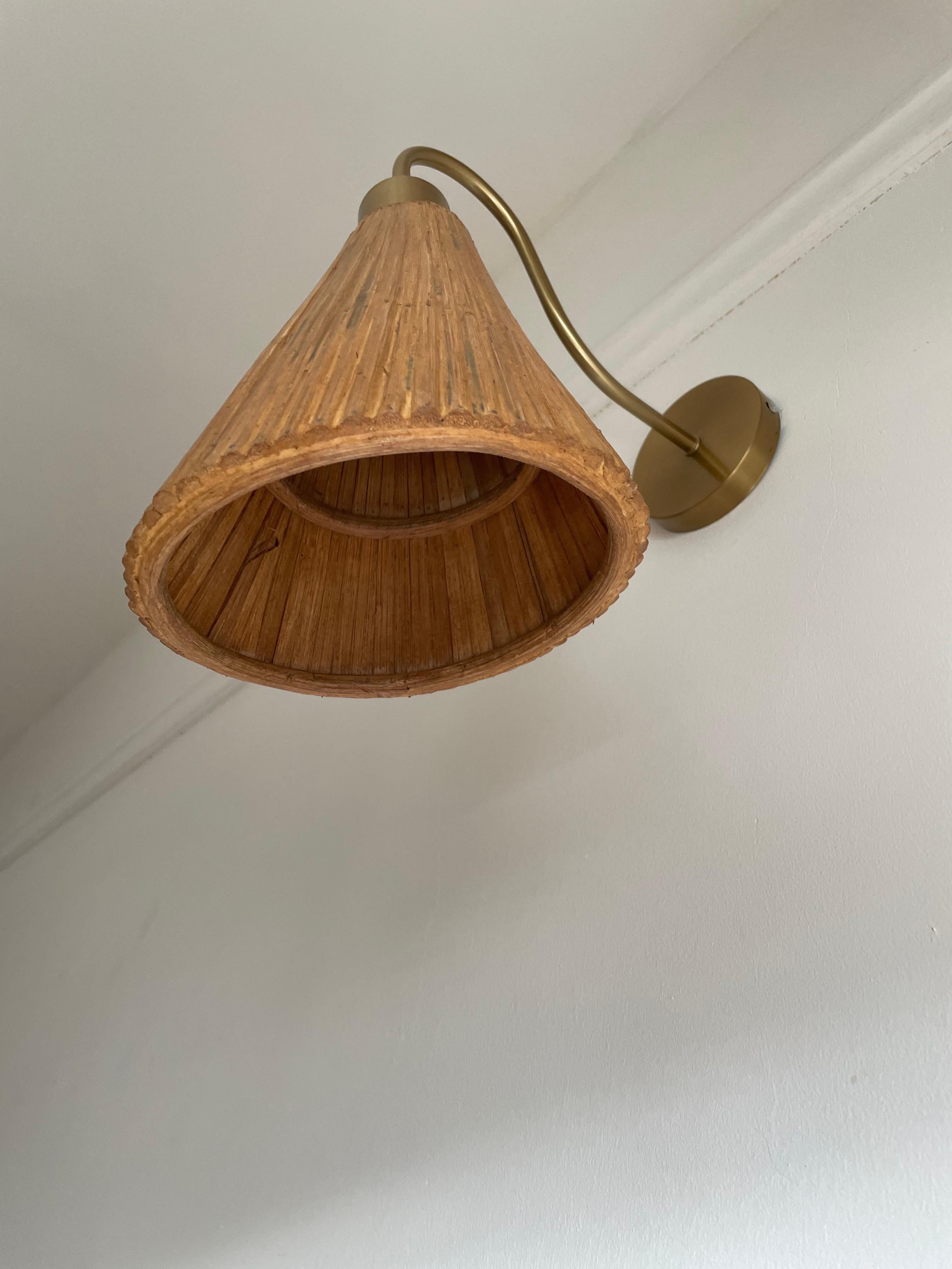 Pencil Reed Cone Wall Sconce mid century modern For Sale 1