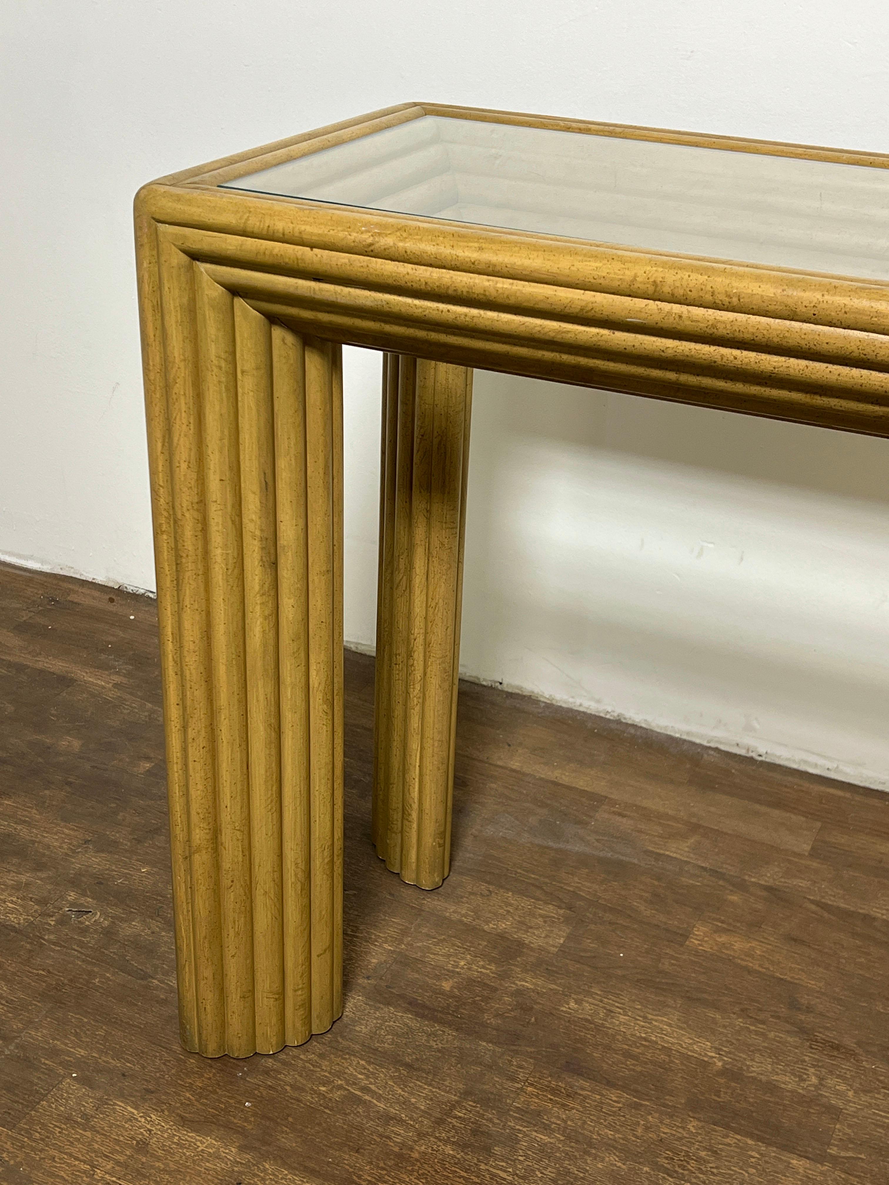 American Pencil Reed Console Table Circa 1980s For Sale