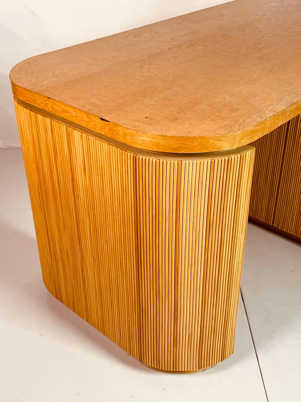 Pencil Reed Executive Desk in the Style of Karl Springer, USA 1970's For Sale 5