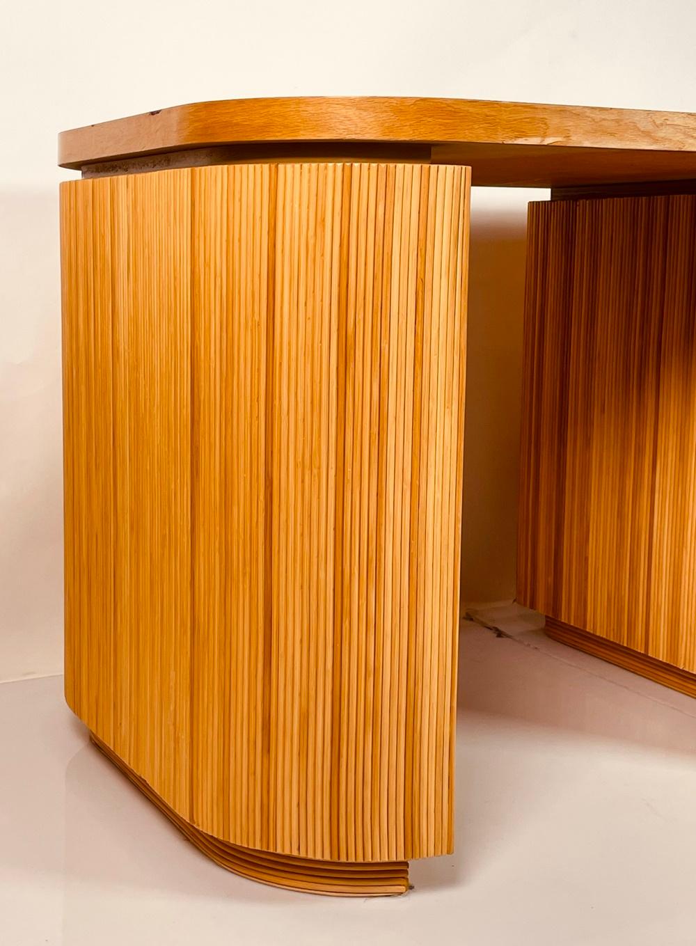 Pencil Reed Executive Desk in the Style of Karl Springer, USA 1970's For Sale 6