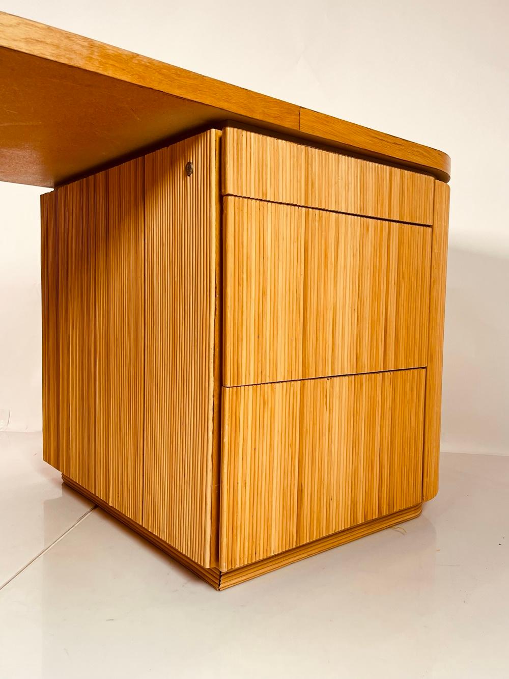 Pencil Reed Executive Desk in the Style of Karl Springer, USA 1970's For Sale 7