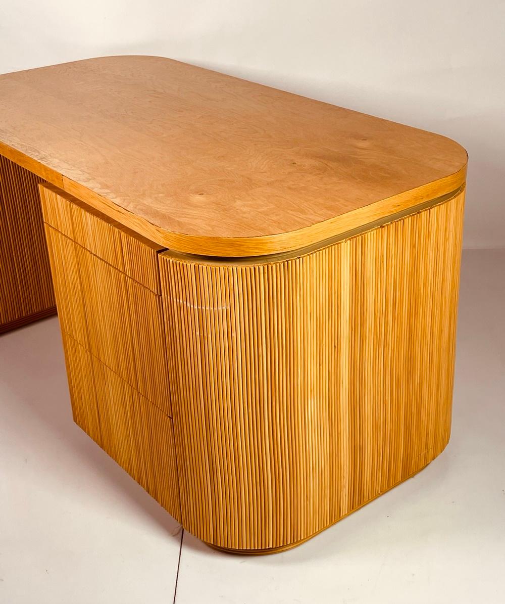 North American Pencil Reed Executive Desk in the Style of Karl Springer, USA 1970's For Sale