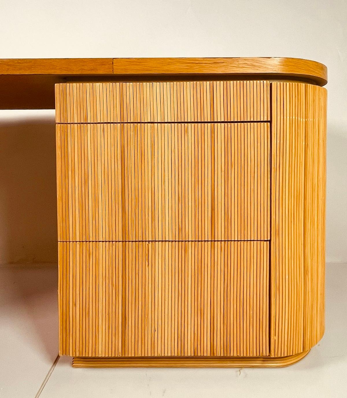 Late 20th Century Pencil Reed Executive Desk in the Style of Karl Springer, USA 1970's For Sale