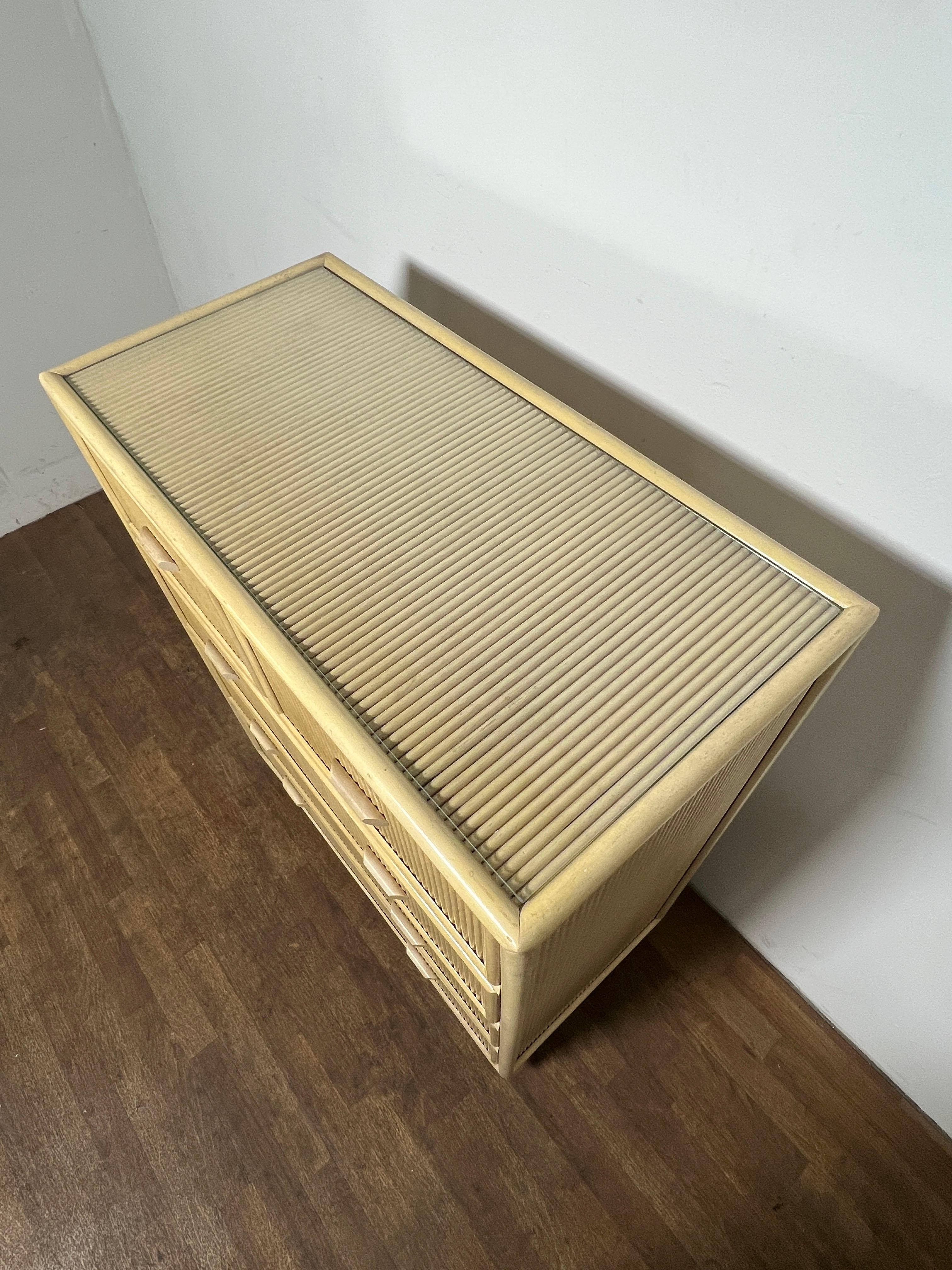 Bohemian Pencil Reed High Boy Dresser Circa 1970s For Sale