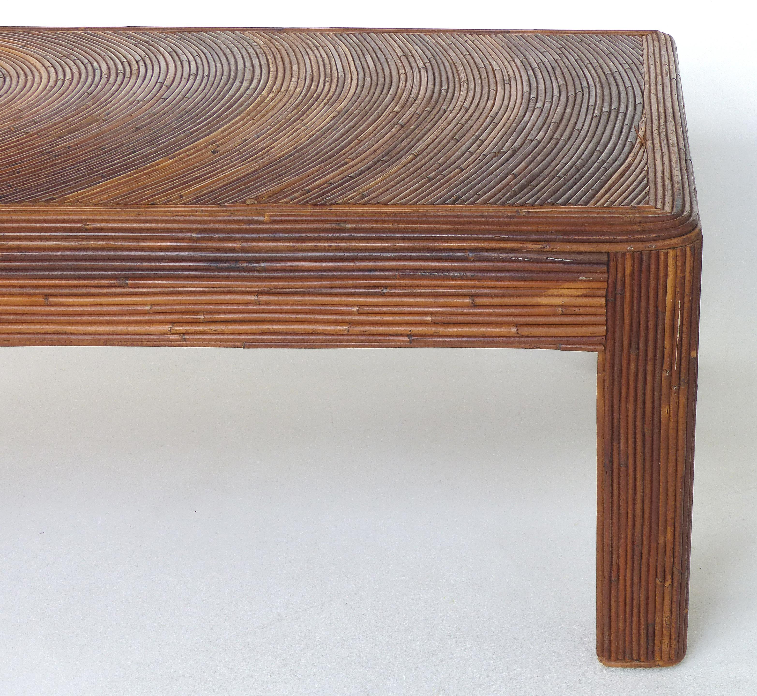 Pencil Reed Mid-Century Modern Coffee Table in the Style of Gabriella Crespi 1