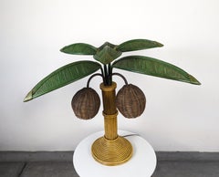 Lampe de table Palmier en roseau, c1980s
