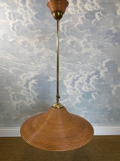 Lampada a sospensione con asta in ottone estensibile, Italia, metà del secolo scorso