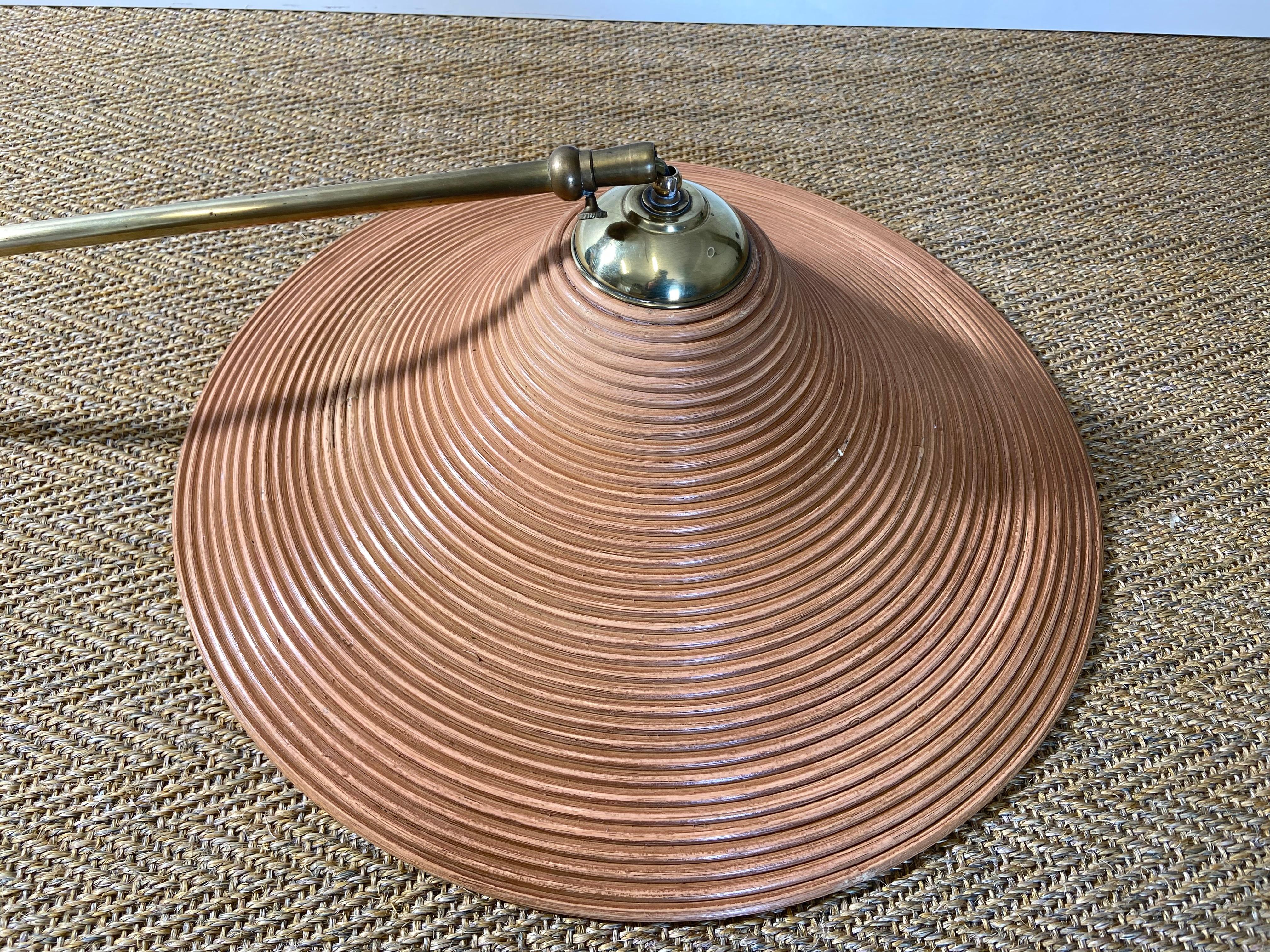 Pencil Reed Pendant Lamp with Extendable Brass Rod, Italy, Mid-Century Modern For Sale 3