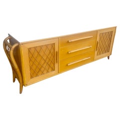 Pencil Reed Rare Rattan Credenza with White Laminated Top