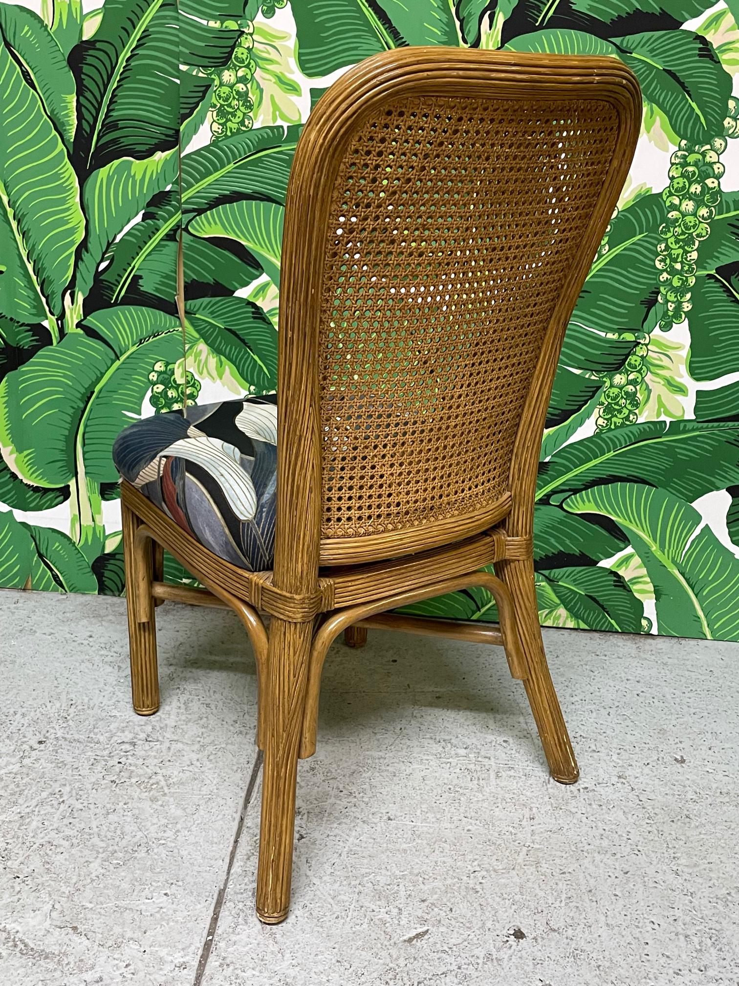 Pencil Reed Rattan and Cane Dining Chairs, Set of 6 In Good Condition In Jacksonville, FL