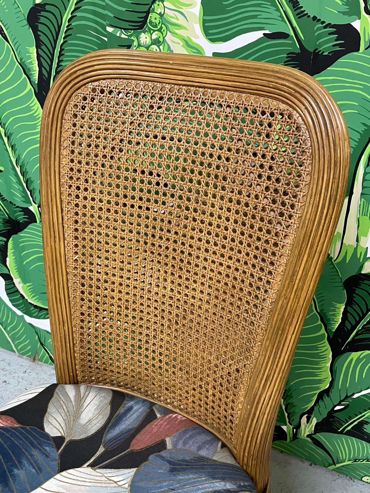 Satz von 6 Esszimmerstühlen aus Rattan und Schilfrohr mit Bleistiftflecken im Angebot 2